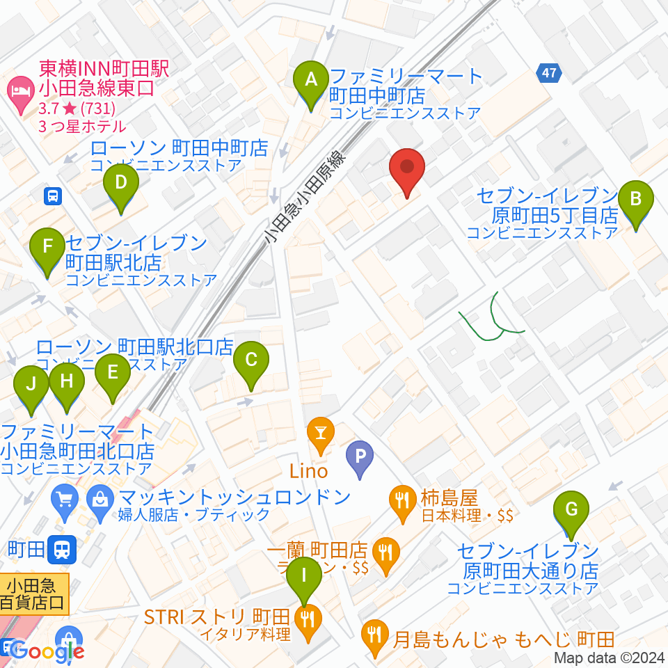 スタジオアクト町田周辺のコンビニエンスストア一覧地図