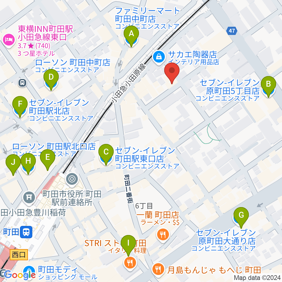 スタジオアクト町田周辺のコンビニエンスストア一覧地図