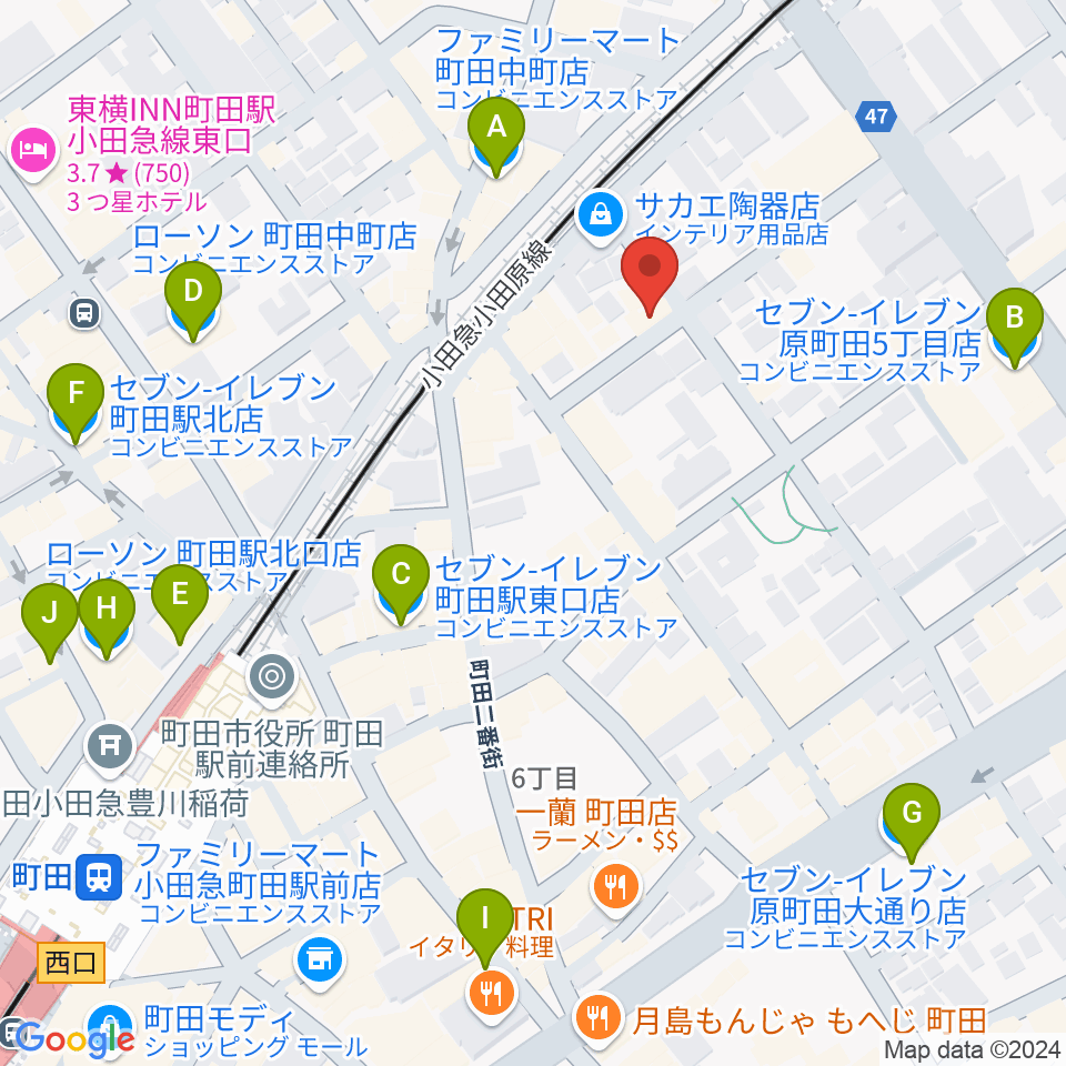 スタジオアクト町田周辺のコンビニエンスストア一覧地図