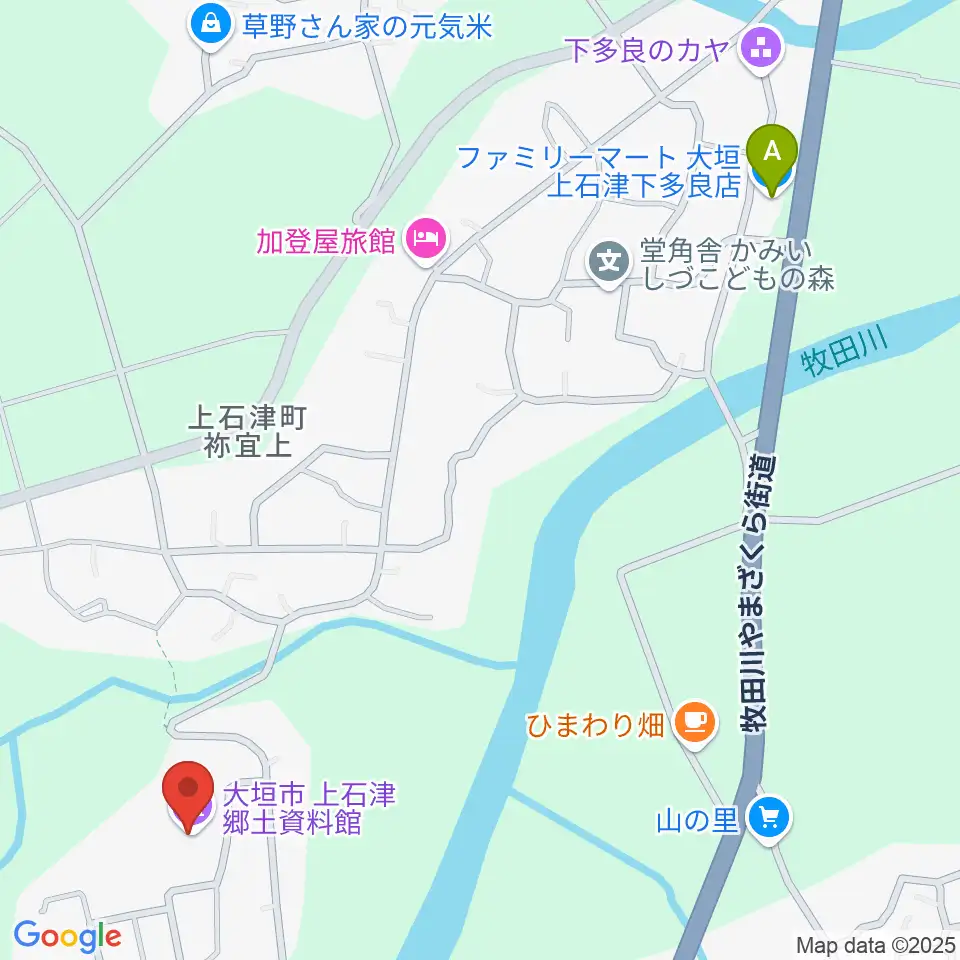 上石津郷土資料館周辺のコンビニエンスストア一覧地図
