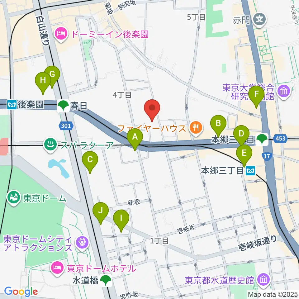 文京ふるさと歴史館周辺のコンビニエンスストア一覧地図