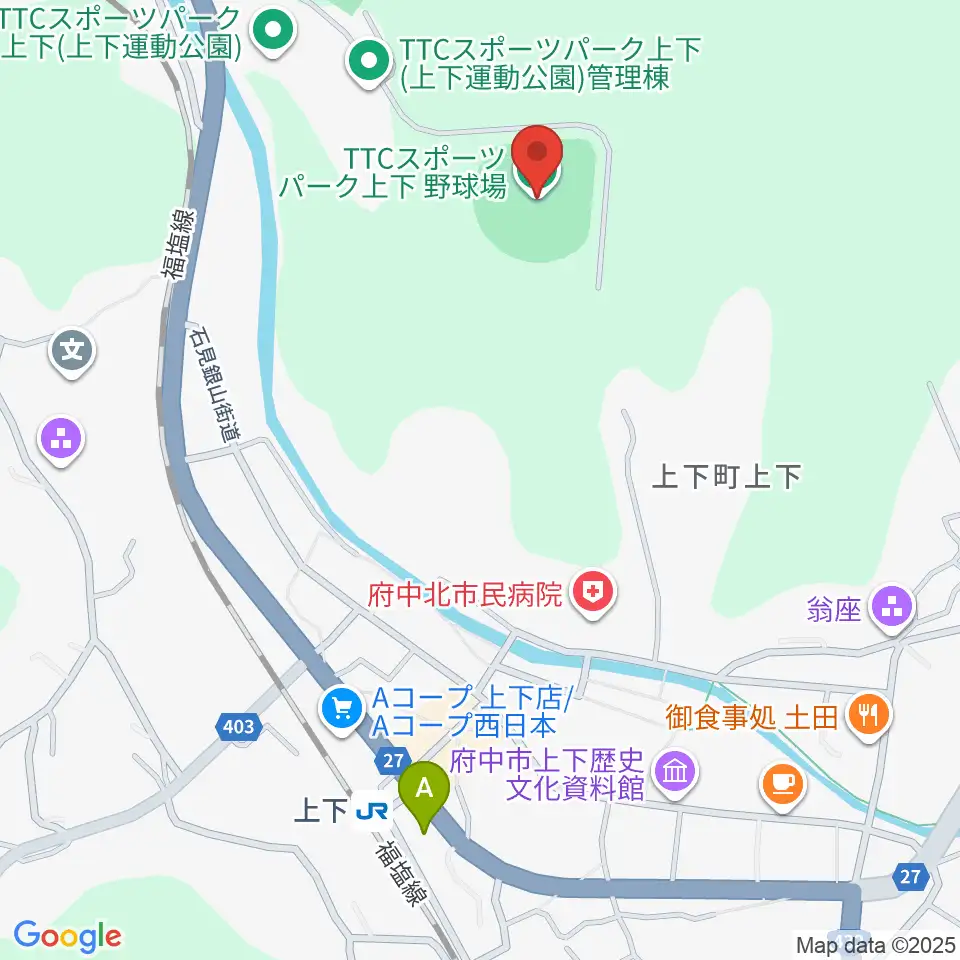 TTCスポーツパーク上下野球場周辺のコンビニエンスストア一覧地図