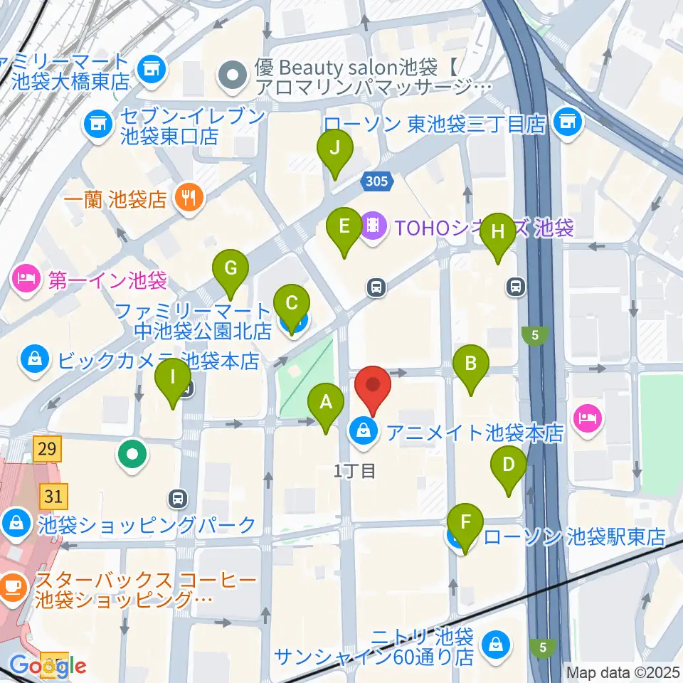 アニメイトシアター周辺のコンビニエンスストア一覧地図