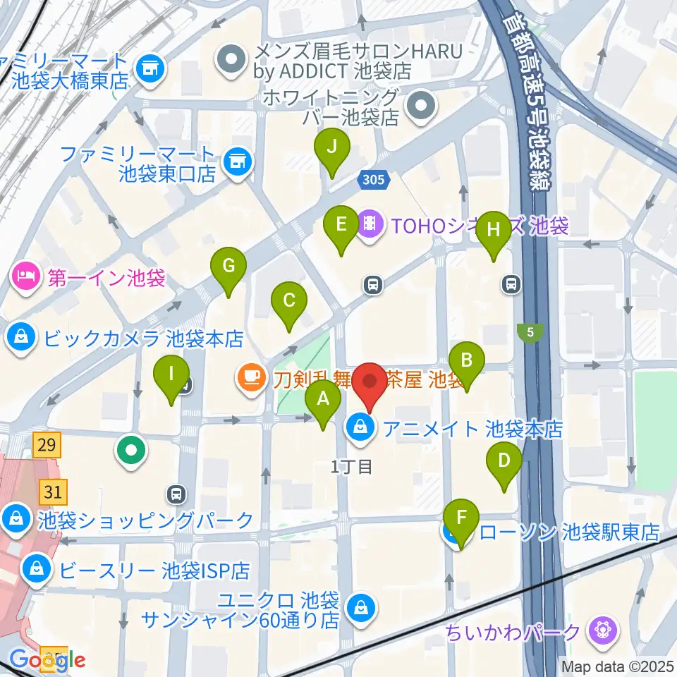 アニメイトシアター周辺のコンビニエンスストア一覧地図