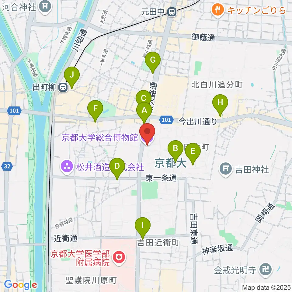 京都大学総合博物館周辺のコンビニエンスストア一覧地図