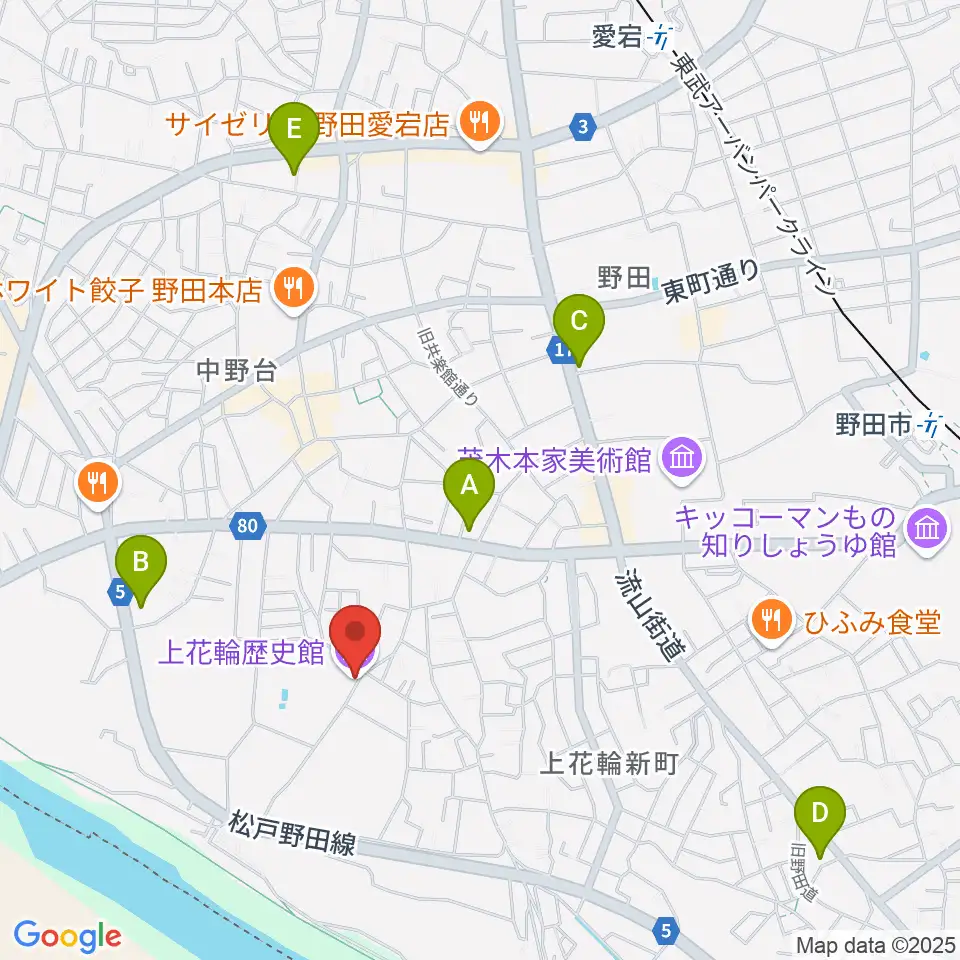 髙梨氏庭園 上花輪歴史館周辺のコンビニエンスストア一覧地図