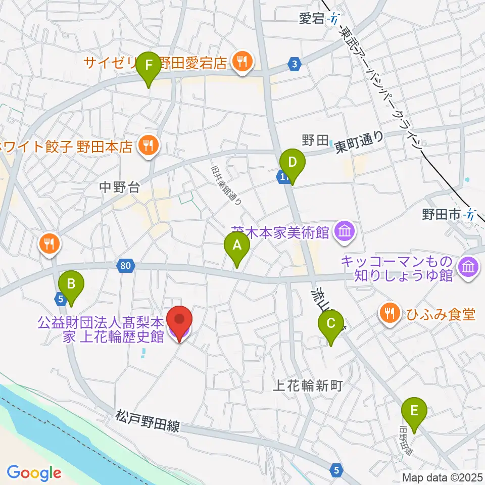 髙梨氏庭園 上花輪歴史館周辺のコンビニエンスストア一覧地図
