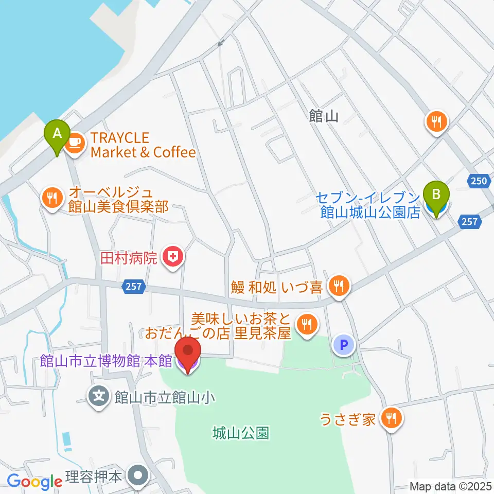 館山市立博物館本館周辺のコンビニエンスストア一覧地図