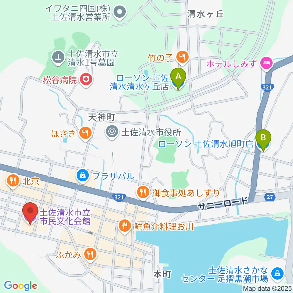 土佐清水市市民文化会館くろしおホール周辺のコンビニエンスストア一覧地図