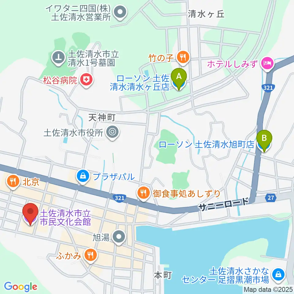 土佐清水市市民文化会館くろしおホール周辺のコンビニエンスストア一覧地図