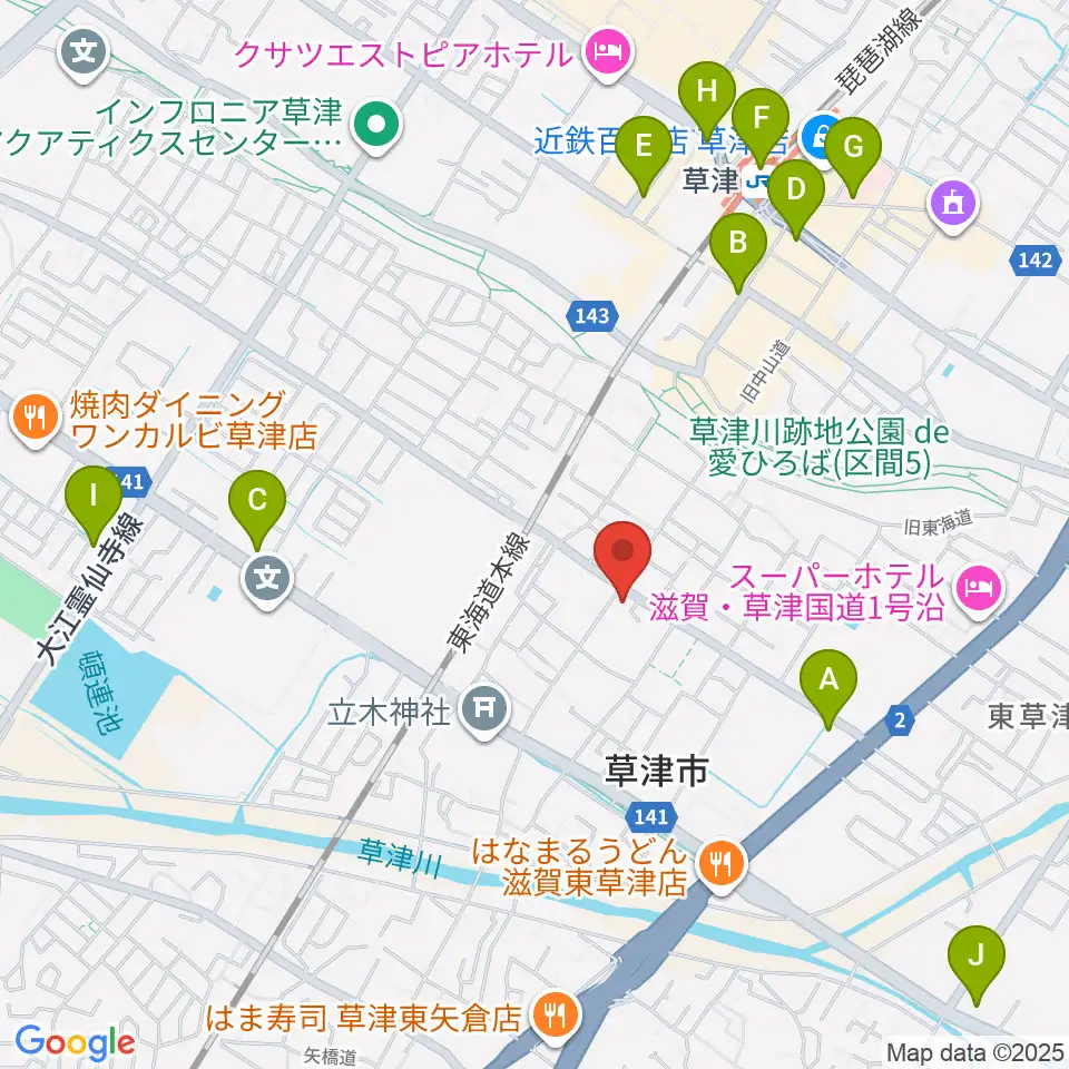 草津宿街道交流館周辺のコンビニエンスストア一覧地図