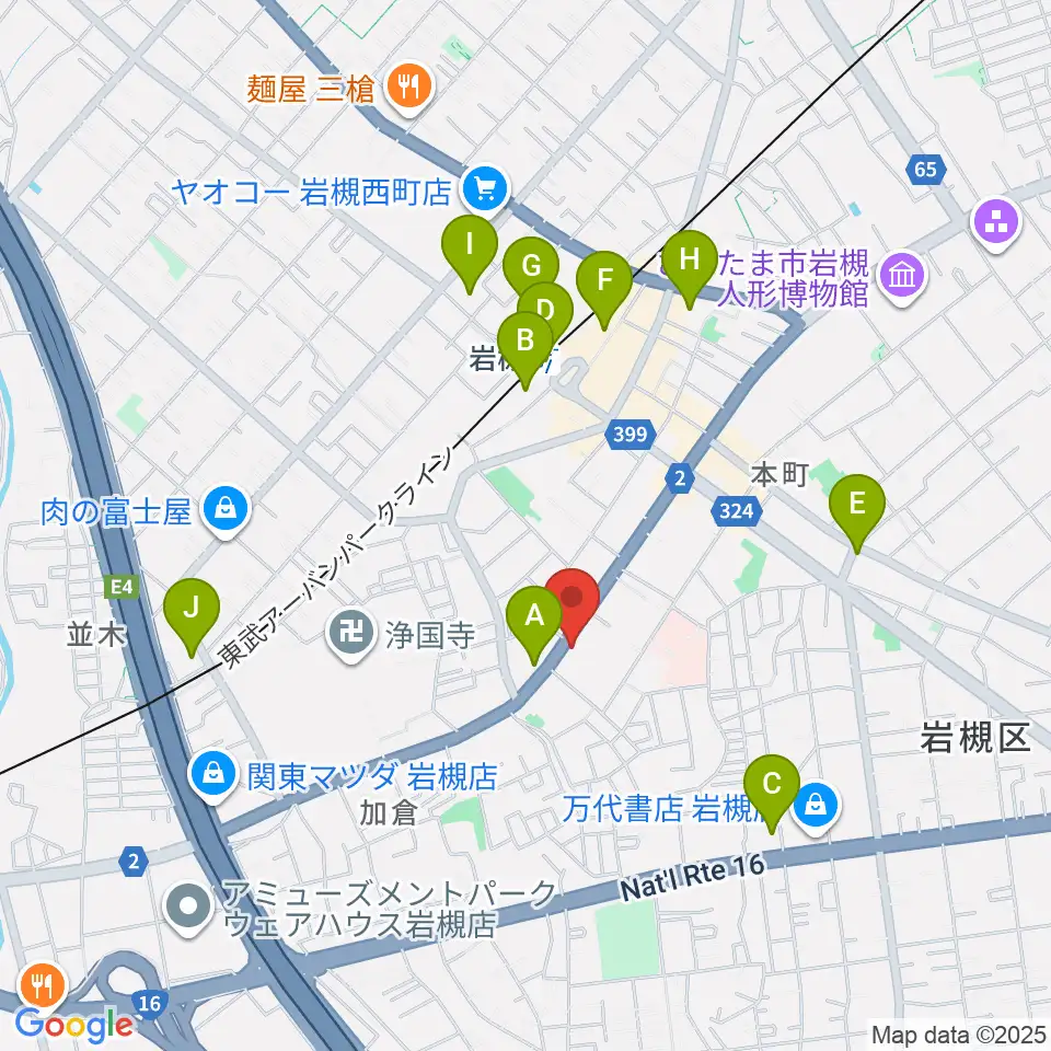 さいたま市岩槻郷土資料館周辺のコンビニエンスストア一覧地図