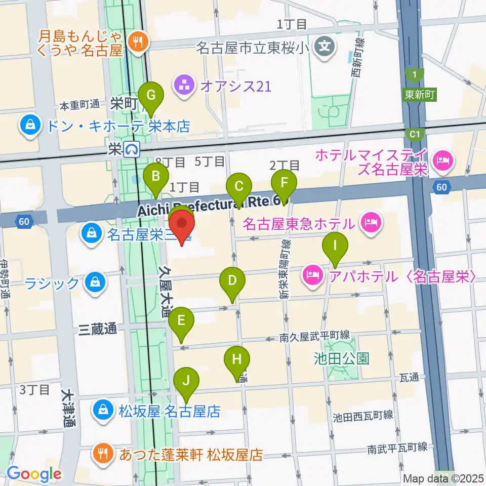 中日ホール周辺のコンビニエンスストア一覧地図