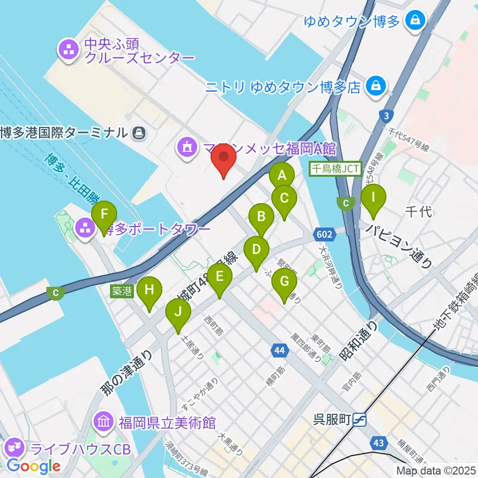 マリンメッセ福岡B館周辺のコンビニエンスストア一覧地図