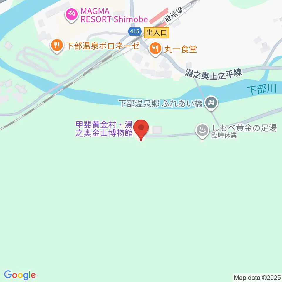 甲斐黄金村・湯之奥金山博物館周辺のコンビニエンスストア一覧地図