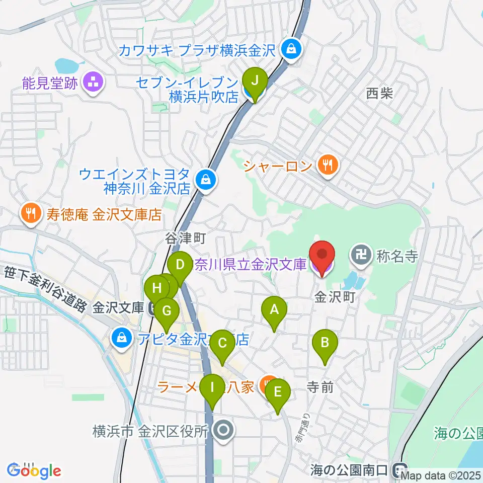 神奈川県立金沢文庫周辺のコンビニエンスストア一覧地図