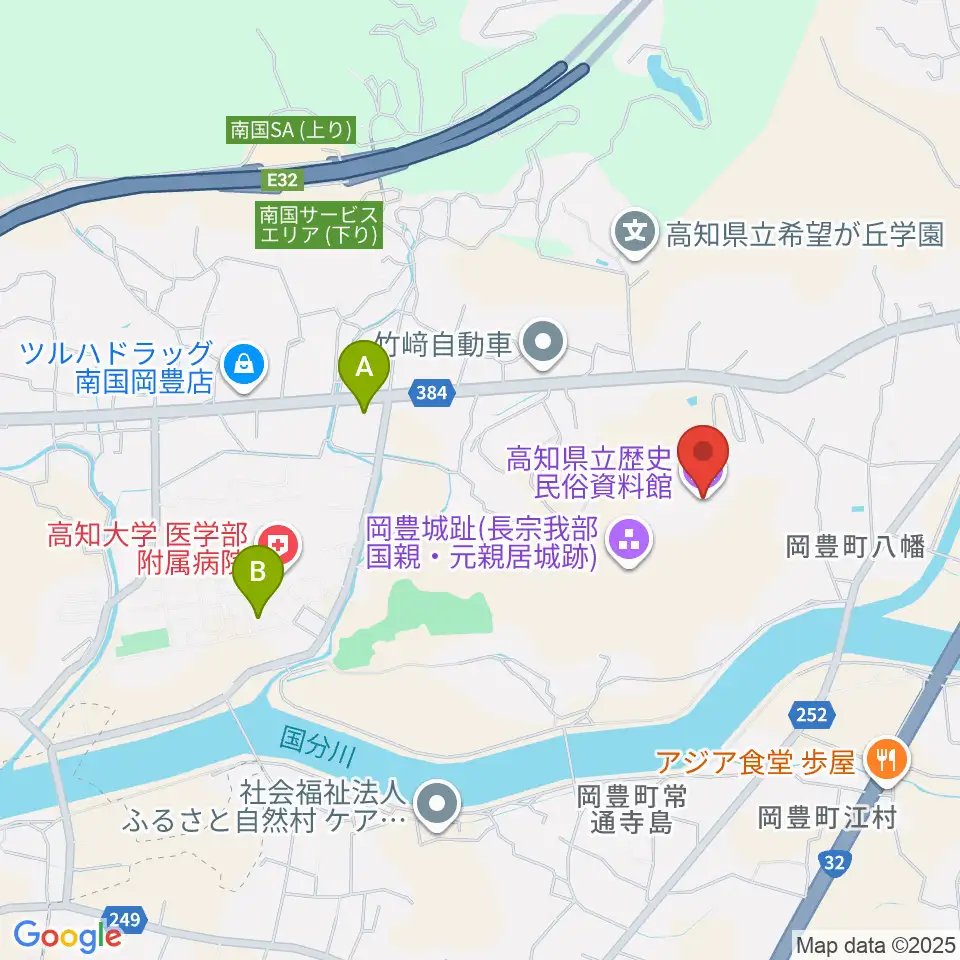 高知県立歴史民俗資料館周辺のコンビニエンスストア一覧地図