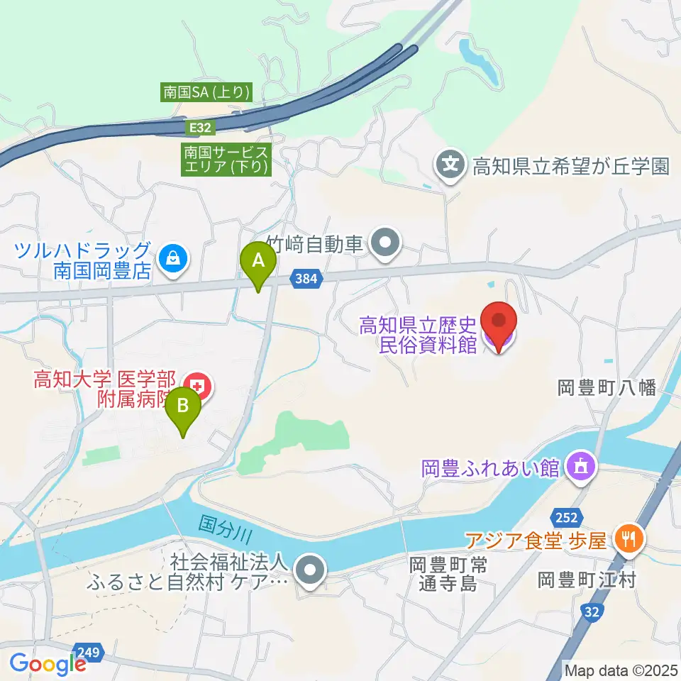 高知県立歴史民俗資料館周辺のコンビニエンスストア一覧地図