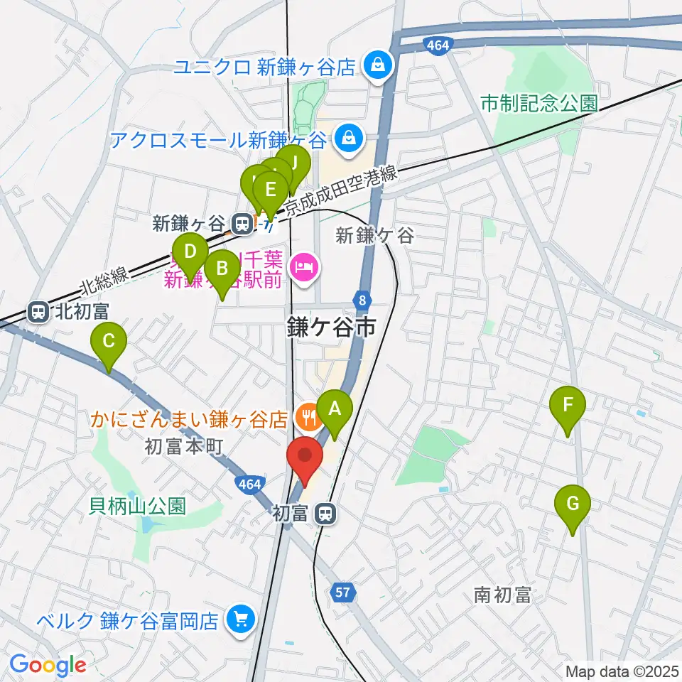 鎌ヶ谷市郷土資料館周辺のコンビニエンスストア一覧地図