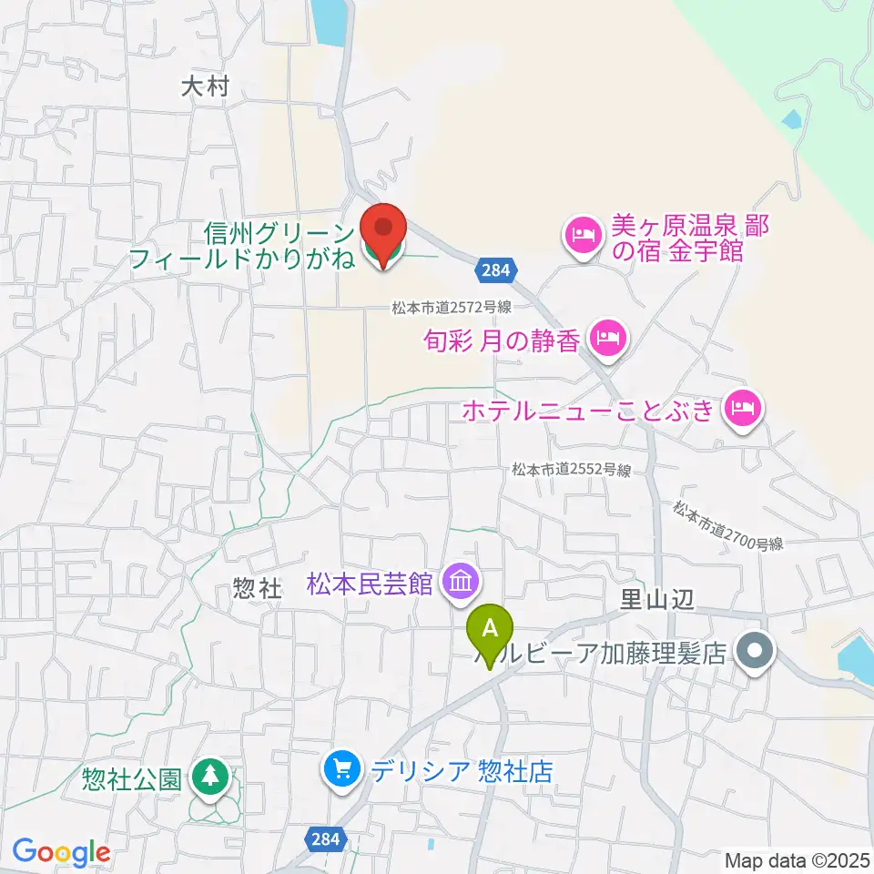 信州グリーンフィールドかりがね周辺のコンビニエンスストア一覧地図