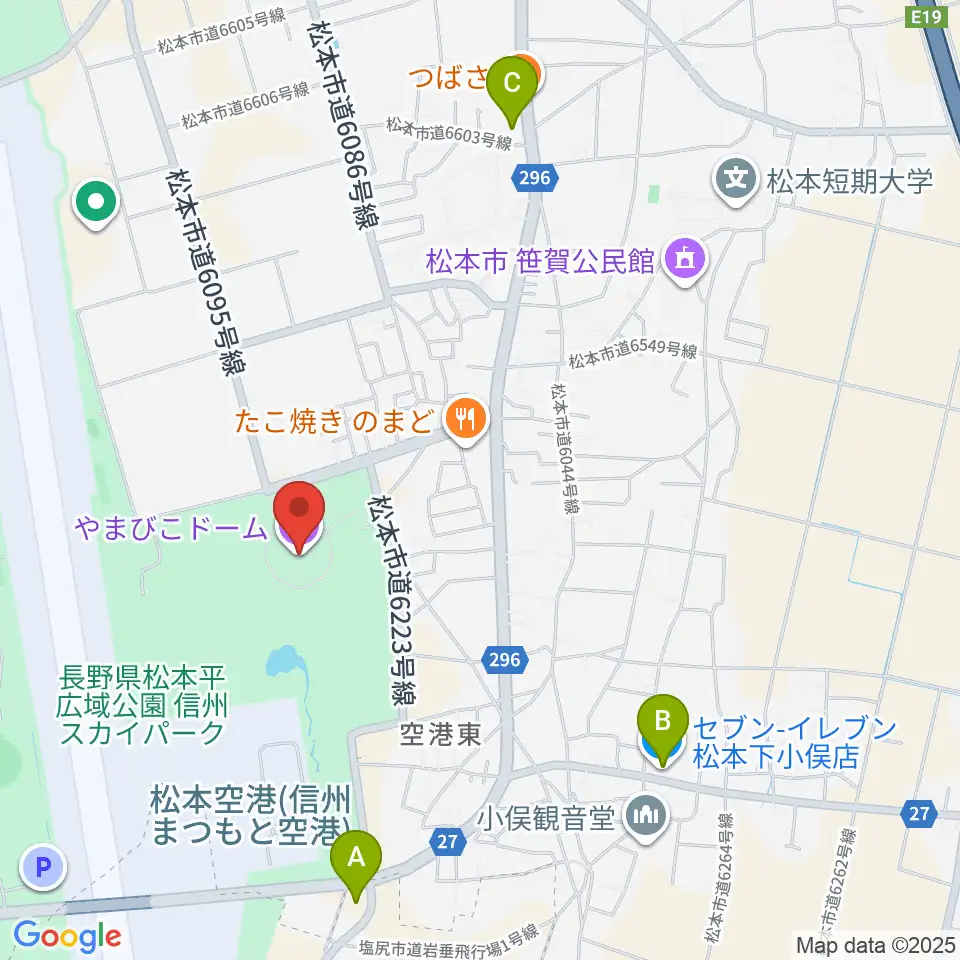 アイネットやまびこドーム周辺のコンビニエンスストア一覧地図