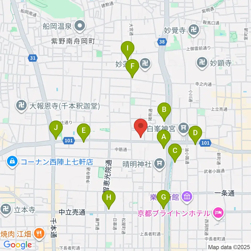 京都市考古資料館周辺のコンビニエンスストア一覧地図