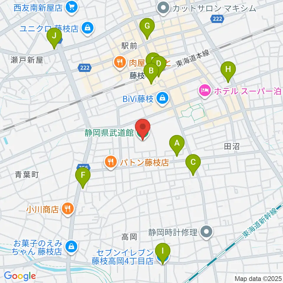 静岡県武道館周辺のコンビニエンスストア一覧地図