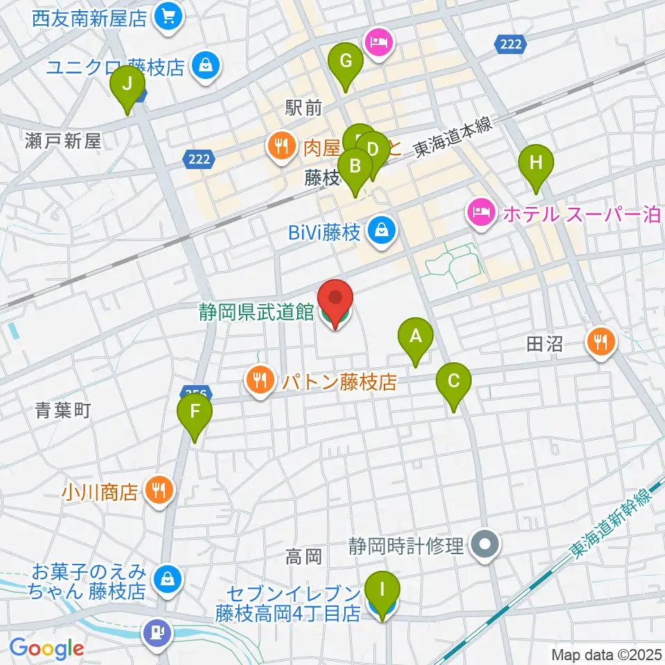 静岡県武道館周辺のコンビニエンスストア一覧地図