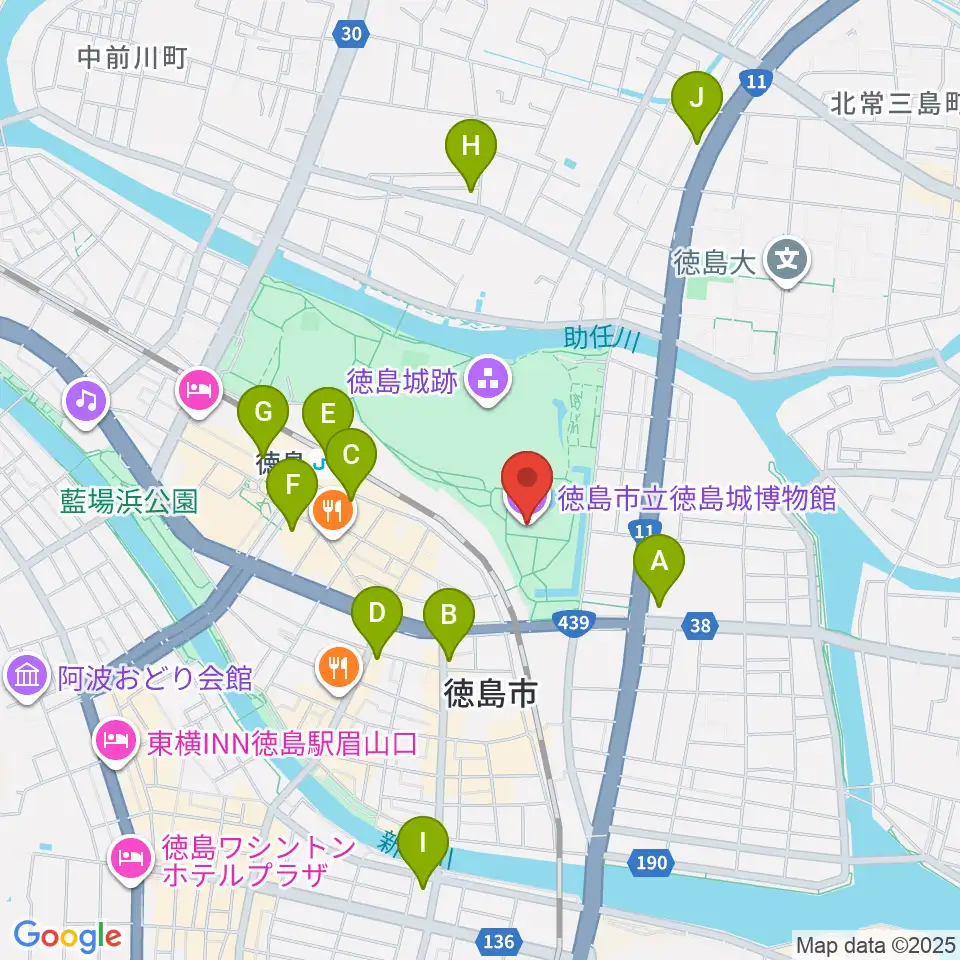 徳島市立徳島城博物館周辺のコンビニエンスストア一覧地図