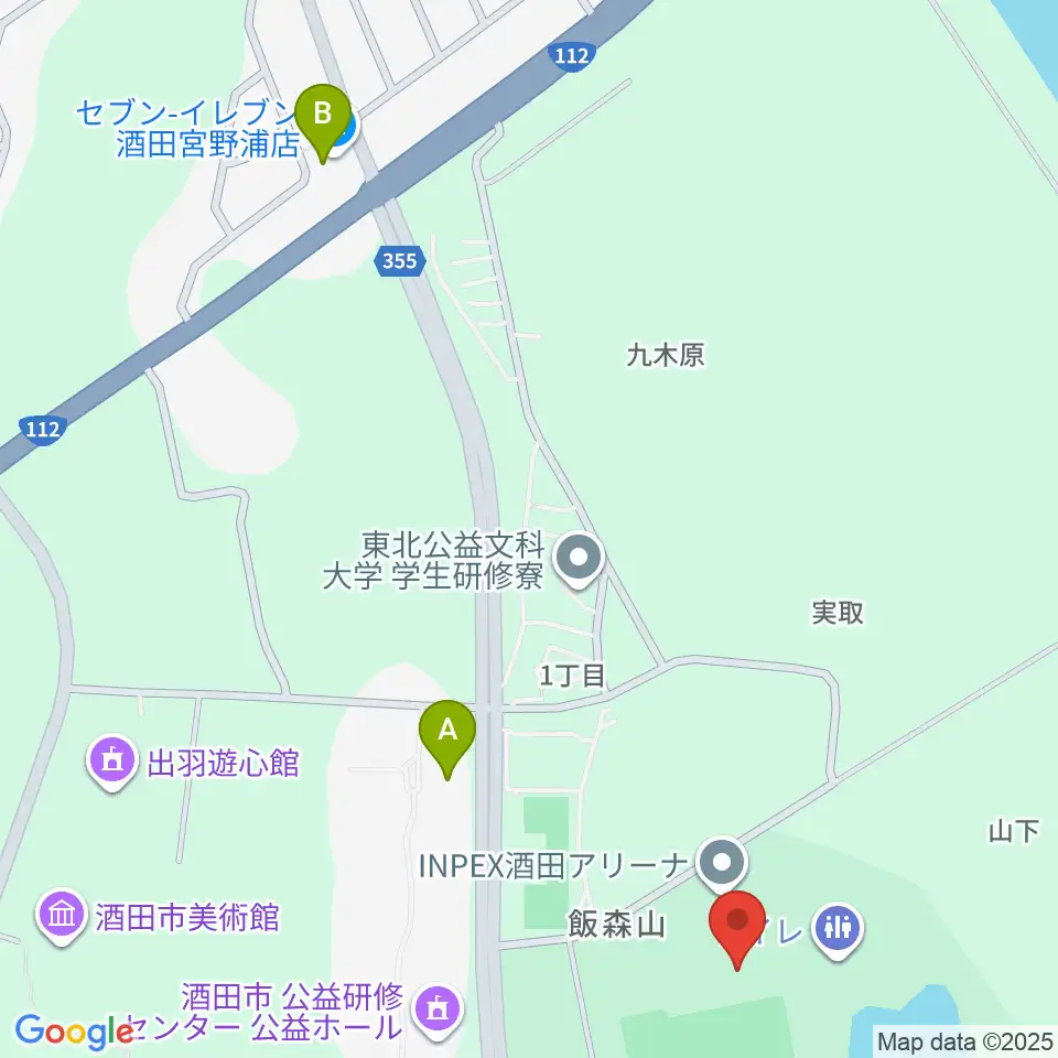 INPEX酒田アリーナ周辺のコンビニエンスストア一覧地図