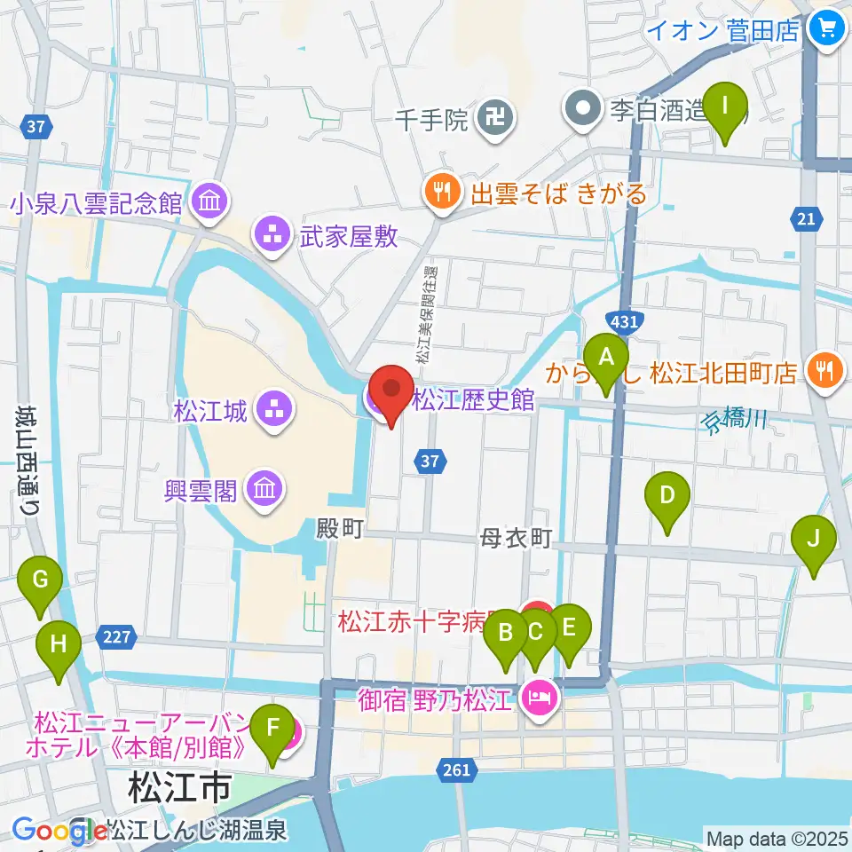 松江歴史館周辺のコンビニエンスストア一覧地図