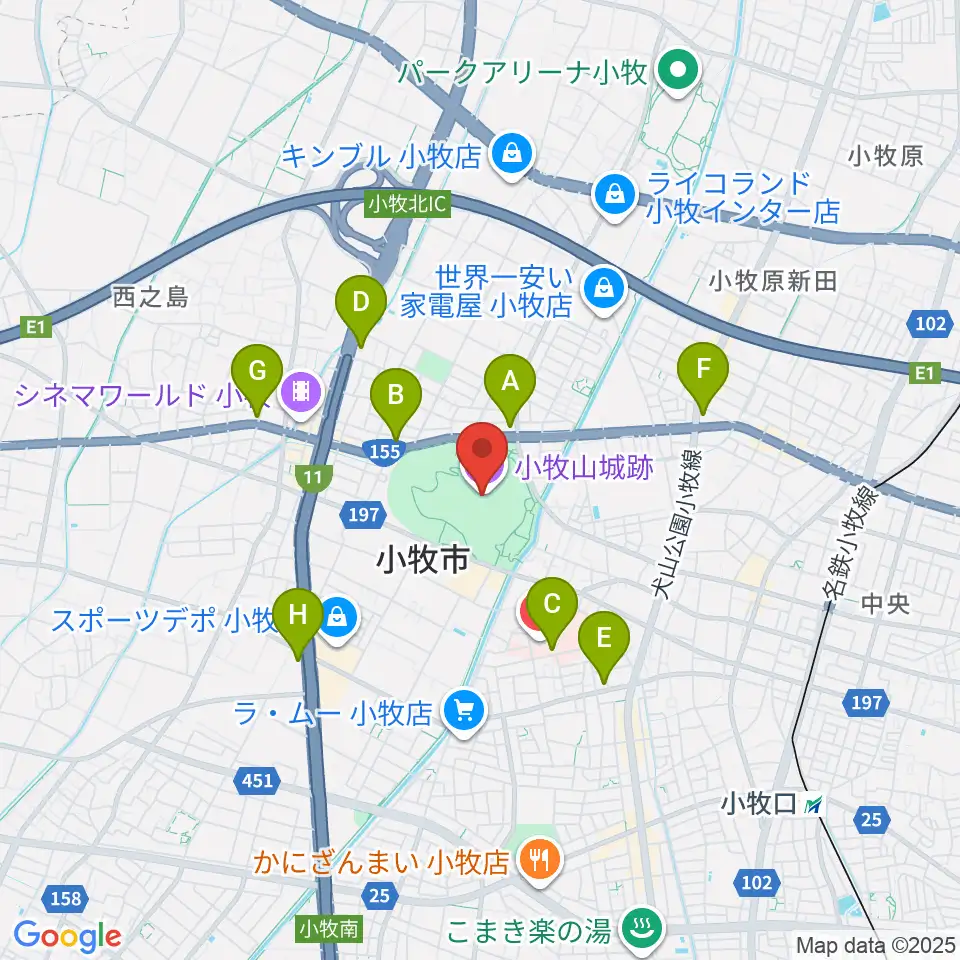 小牧山歴史館周辺のコンビニエンスストア一覧地図