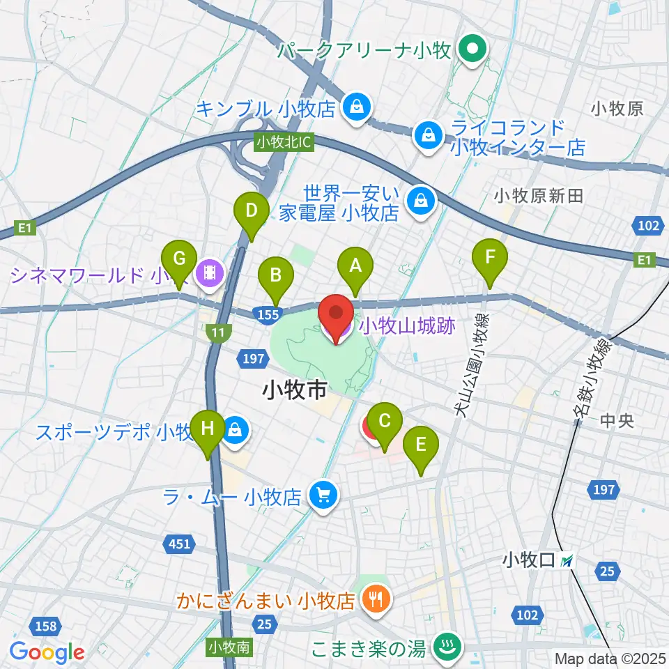 小牧山歴史館周辺のコンビニエンスストア一覧地図