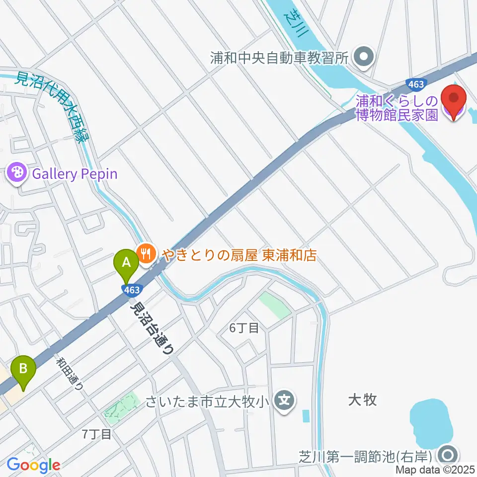 浦和くらしの博物館民家園周辺のコンビニエンスストア一覧地図