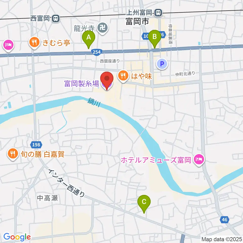 富岡製糸場周辺のコンビニエンスストア一覧地図