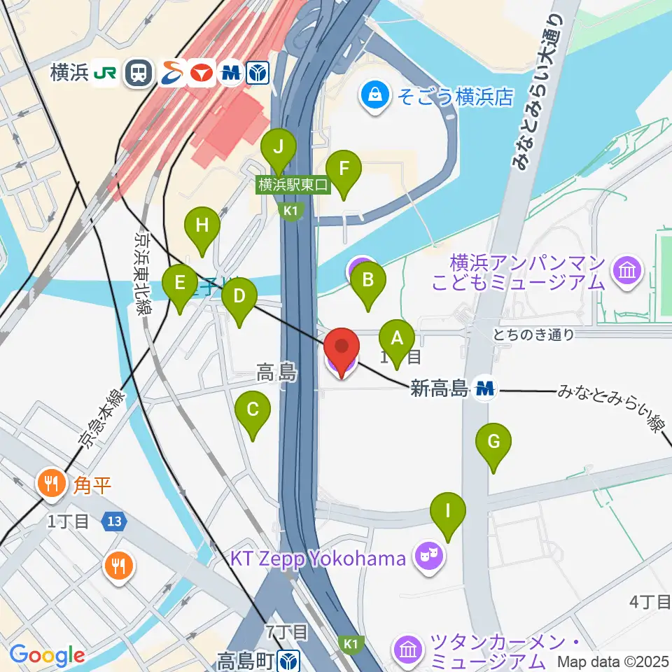 プラネタリアYOKOHAMA周辺のコンビニエンスストア一覧地図