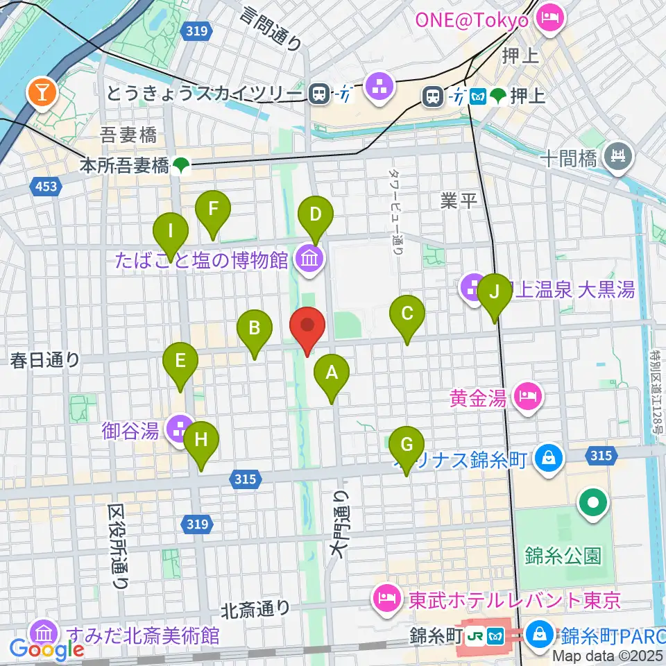 すみだパークシアター倉周辺のコンビニエンスストア一覧地図