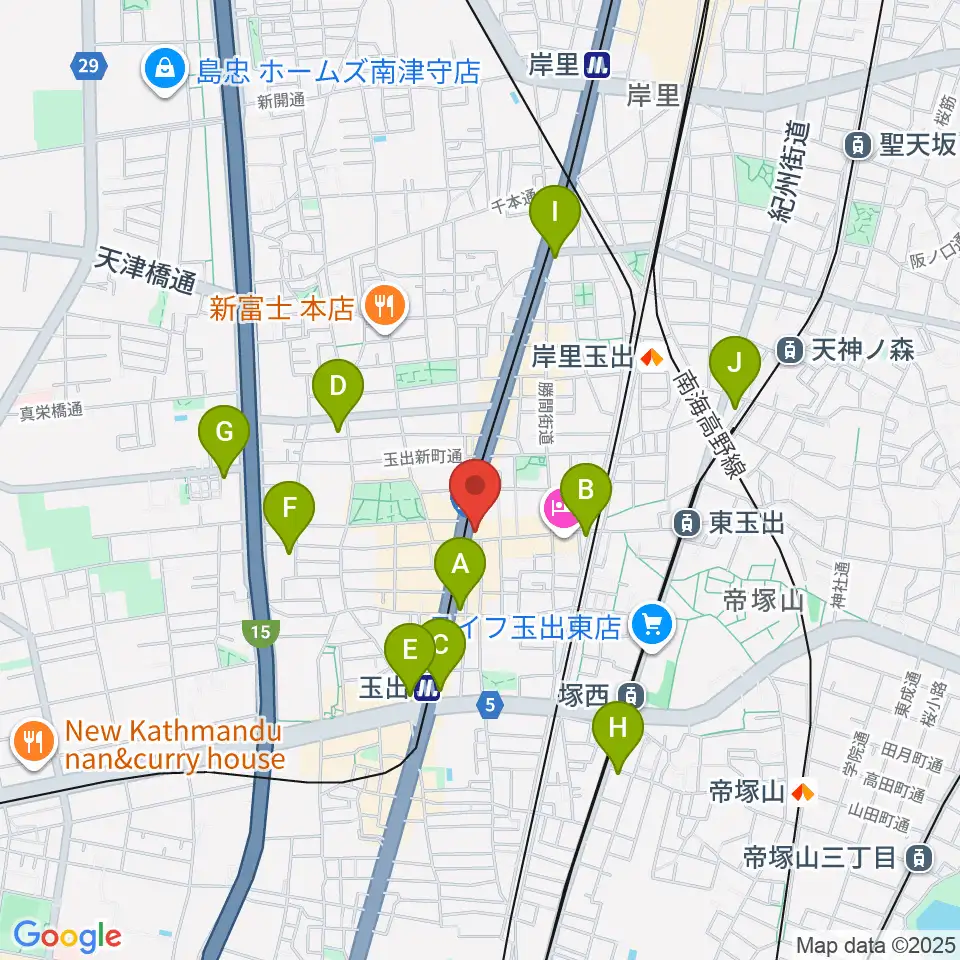 西成結劇場周辺のコンビニエンスストア一覧地図