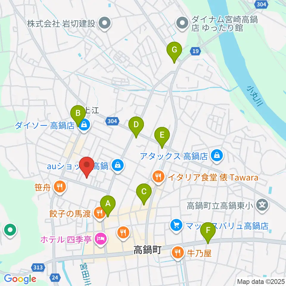 たかしんホール周辺のコンビニエンスストア一覧地図