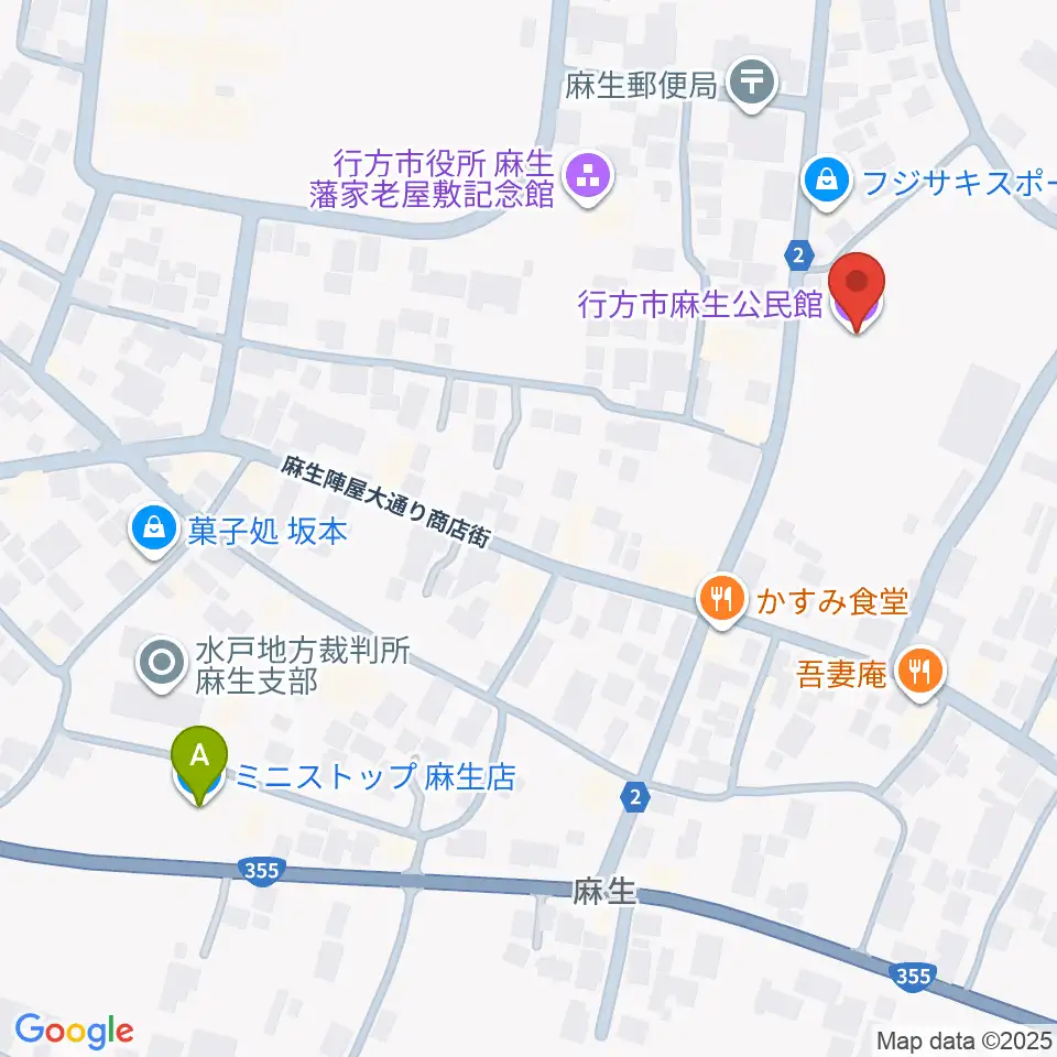 行方市麻生公民館周辺のコンビニエンスストア一覧地図