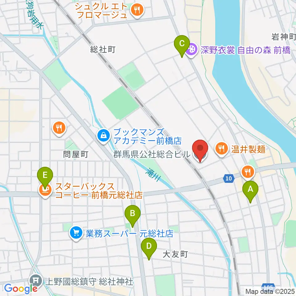群馬県公社総合ビル周辺のコンビニエンスストア一覧地図