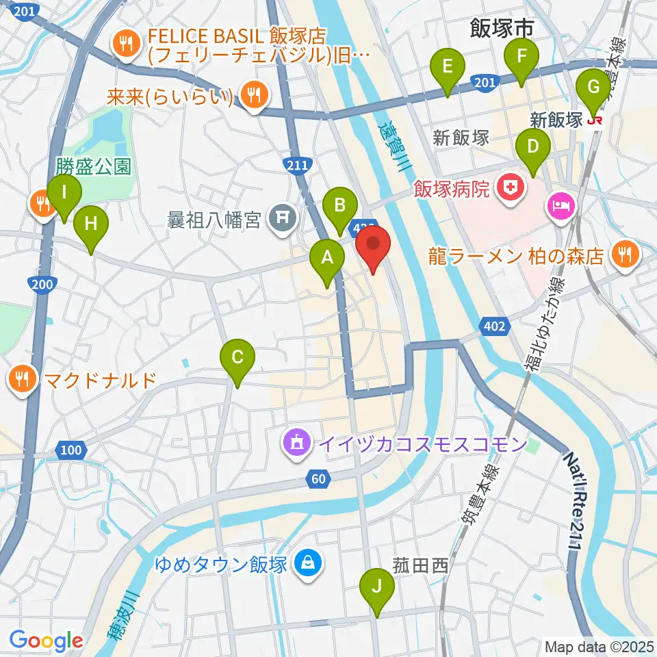 飯塚セントラル劇場周辺のコンビニエンスストア一覧地図