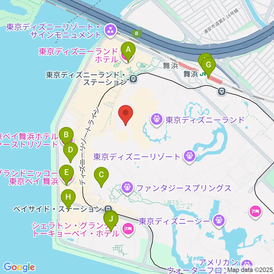 東京ディズニーランド ショーベース周辺のコンビニエンスストア一覧地図