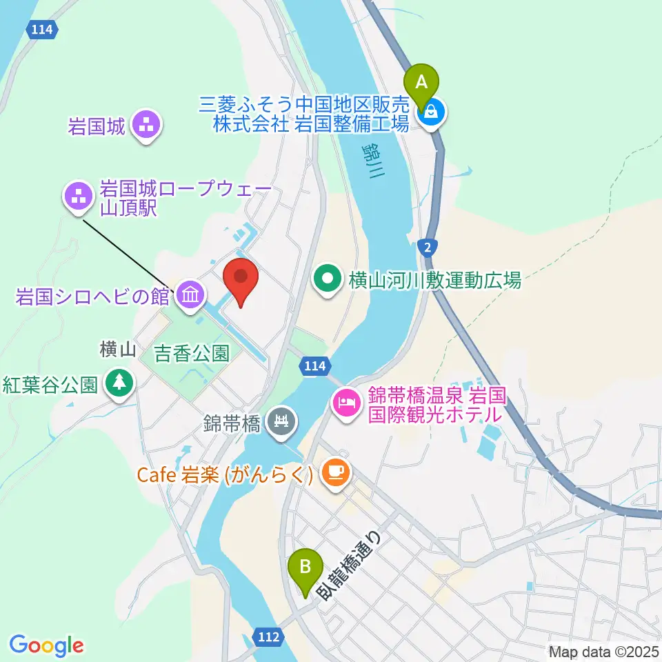 岩国徴古館周辺のコンビニエンスストア一覧地図