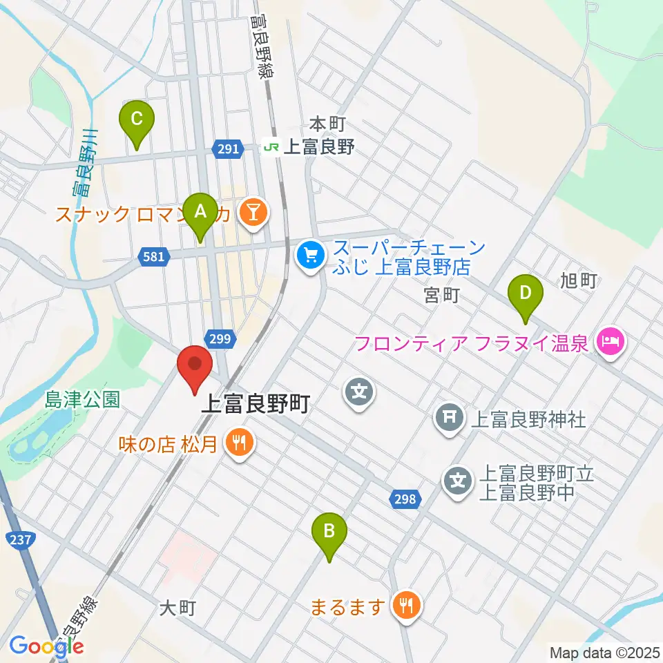 上富良野町郷土館周辺のコンビニエンスストア一覧地図