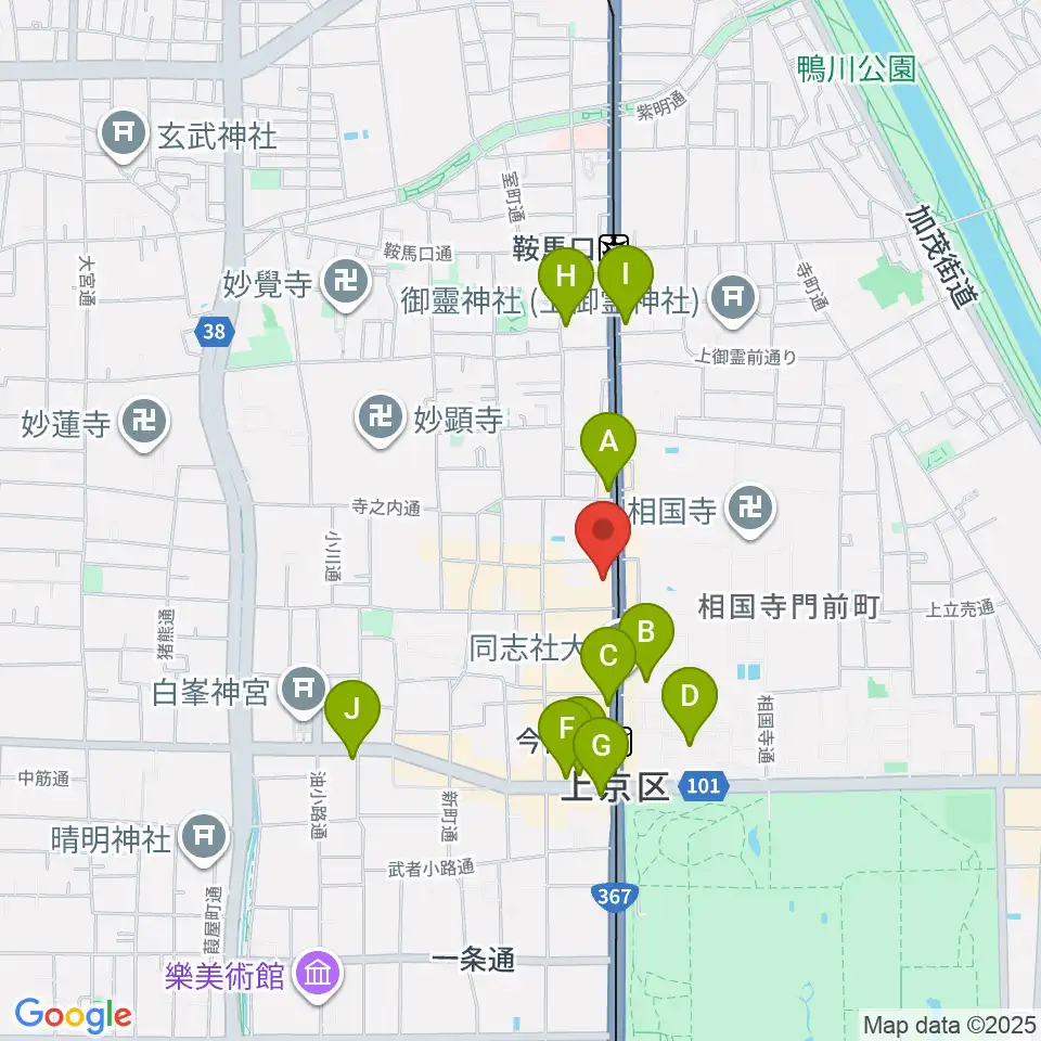 京菓子資料館周辺のコンビニエンスストア一覧地図