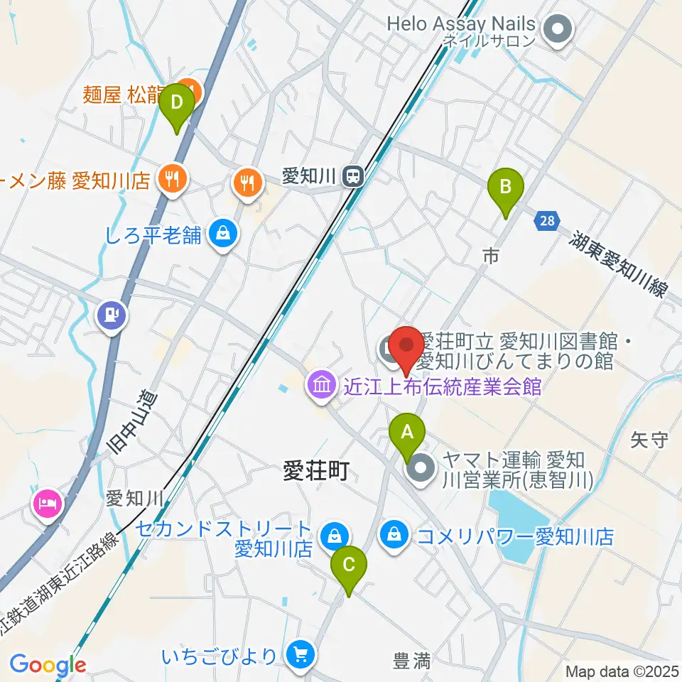 愛知川びんてまりの館周辺のコンビニエンスストア一覧地図