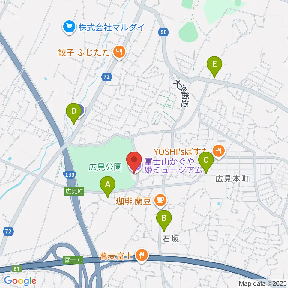 富士山かぐや姫ミュージアム周辺のコンビニエンスストア一覧地図