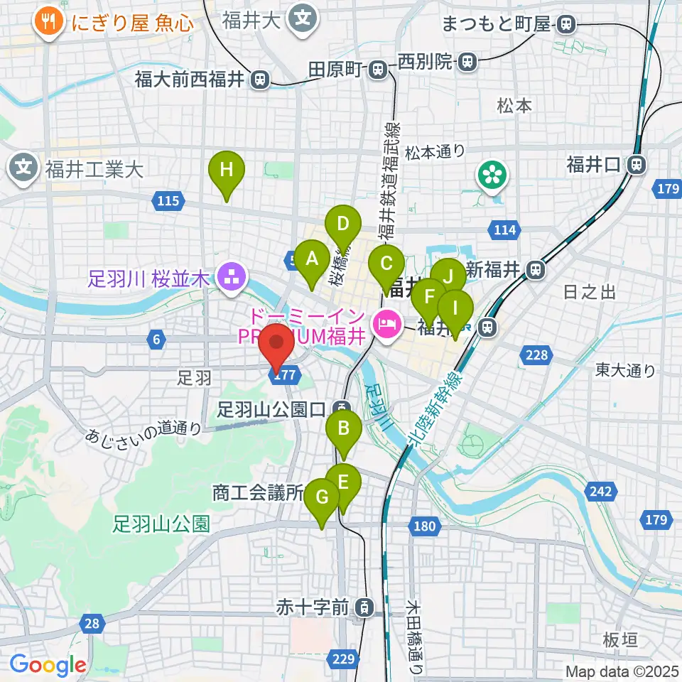 福井市橘曙覧記念文学館周辺のコンビニエンスストア一覧地図