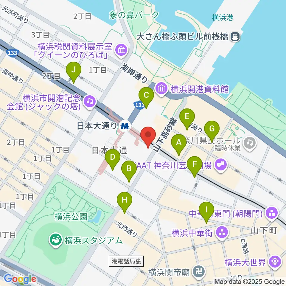 横浜都市発展記念館周辺のコンビニエンスストア一覧地図